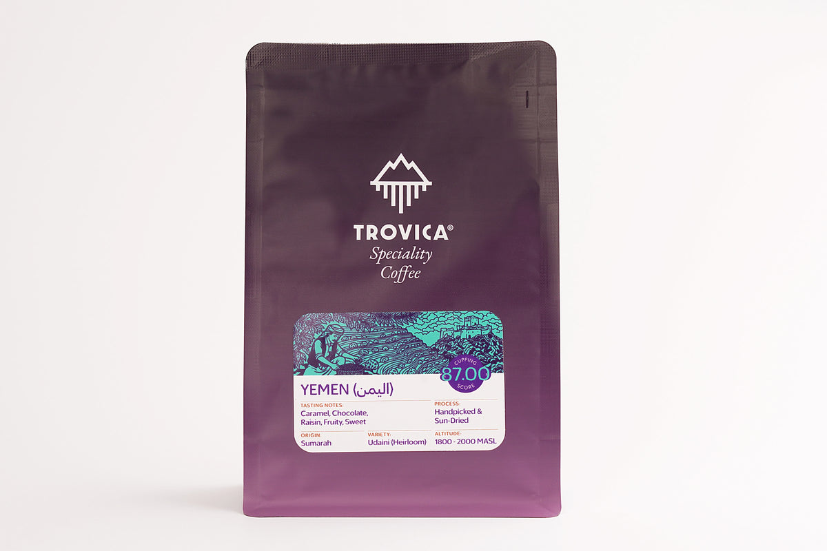 TROVICA Sumarah Yemeni specialty coffee 200 g bag, front