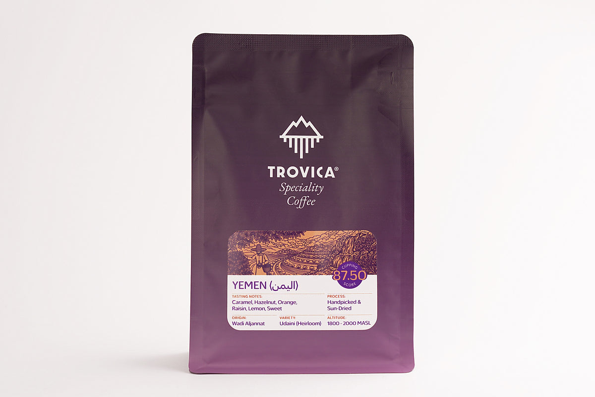 TROVICA Wadi Aljannat Yemeni specialty coffee 200 g bag, front